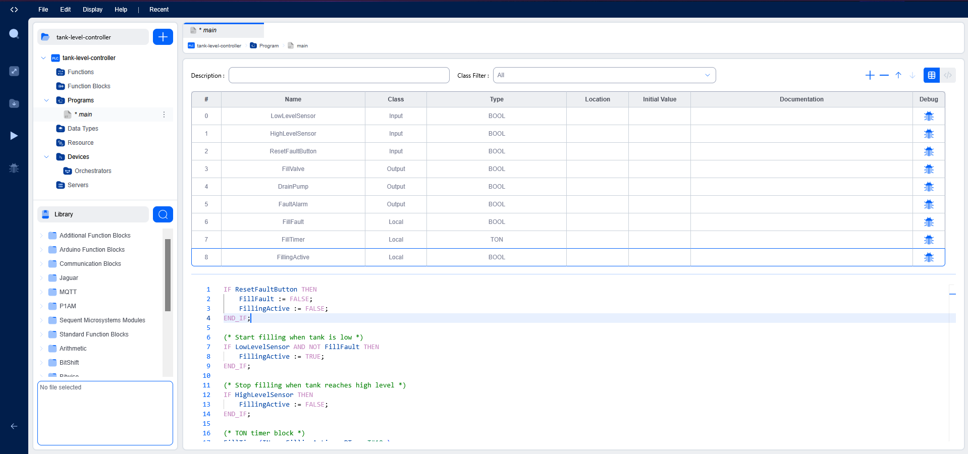 PLC Tank Project Screenshot 1
