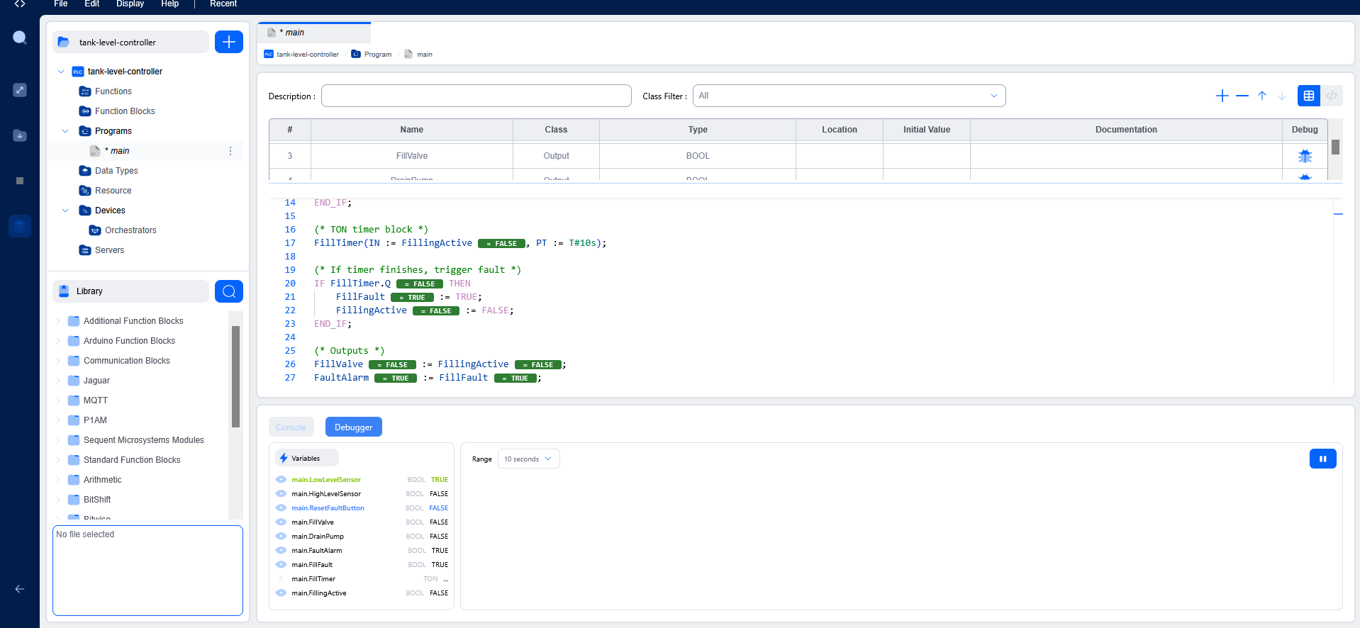 PLC Tank Project Screenshot 2