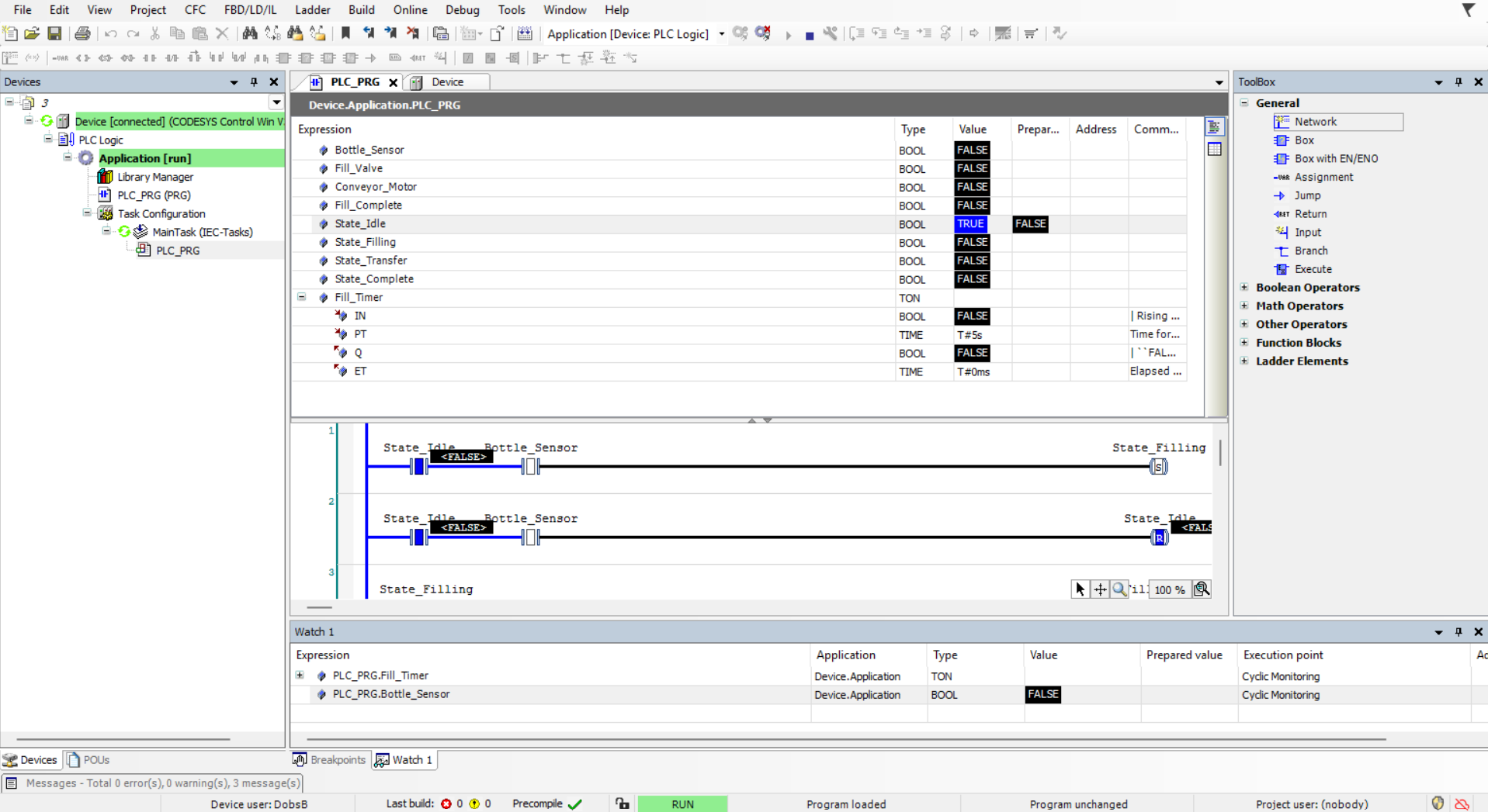 State transition ladder logic