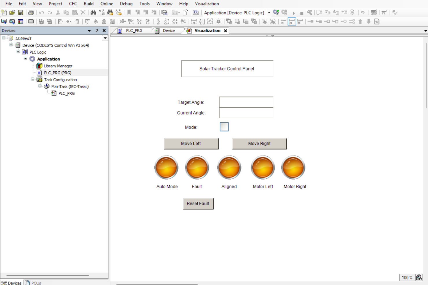Solar Tracker HMI Visualization
